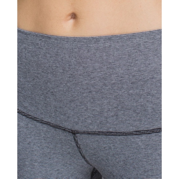 Lululemon Wunder Under Pant Cotton Stripe Black White Legging RARE - Picture 5 of 16